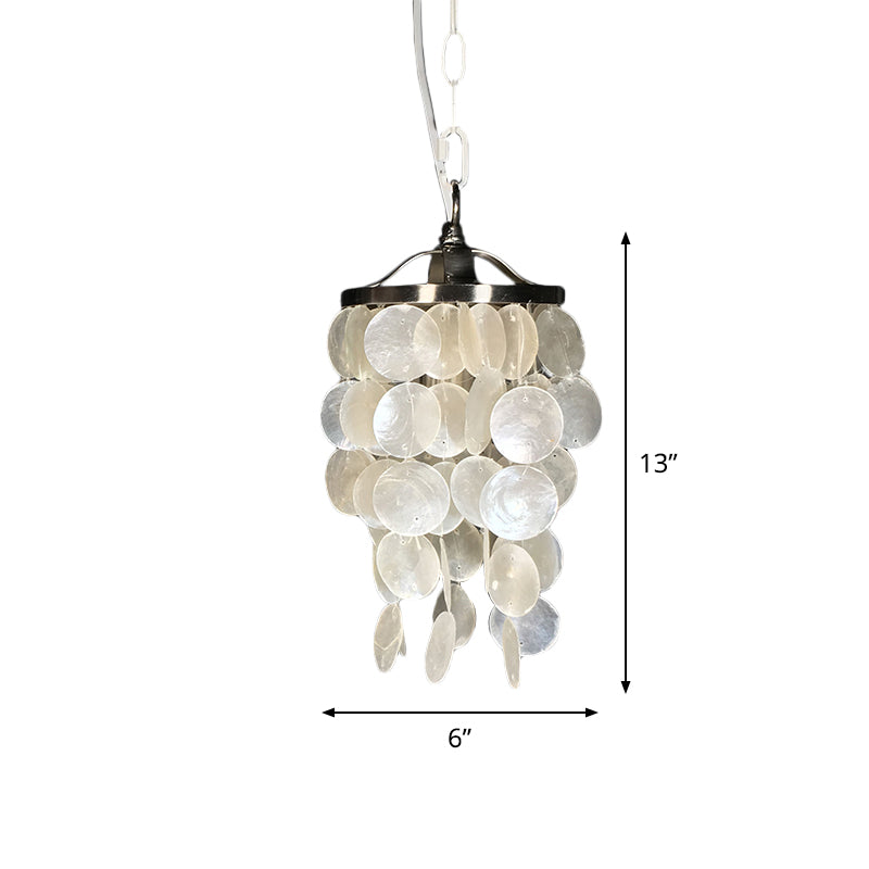 Nordic Shell Wind Chime Pendant Light - Elegant White Hanging Ceiling For Living Room