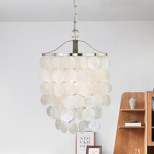 Nordic Shell Wind Chime Pendant Light - Elegant White Hanging Ceiling For Living Room / B
