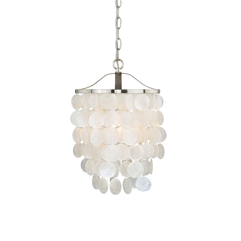 Nordic Shell Wind Chime Pendant Light - Elegant White Hanging Ceiling For Living Room