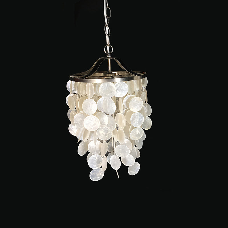 Nordic Shell Wind Chime Pendant Light - Elegant White Ceiling For Living Room
