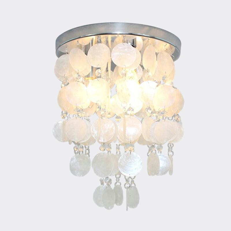 Nordic Shell White Wind Chime Pendant Chandelier - 1 Light Hanging Lamp Multiple Sizes Available