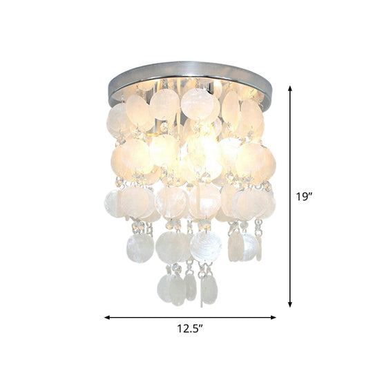 Nordic Shell White Wind Chime Pendant Chandelier - 1 Light Hanging Lamp Multiple Sizes Available