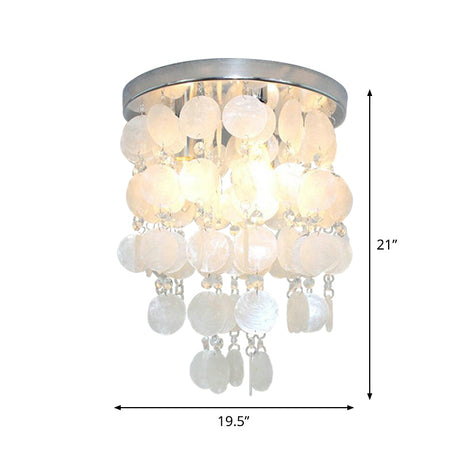 Nordic Shell White Wind Chime Pendant Chandelier - 1 Light Hanging Lamp Multiple Sizes Available