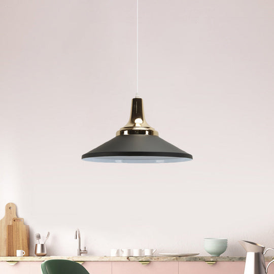 Modern Aluminum Pendant Light For Hotel Kitchen - Sleek Shallow Cone Design