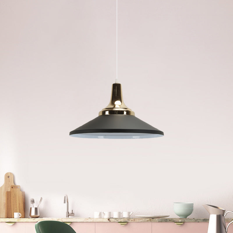 Modern Shallow Cone Pendant Light - Aluminum Hanging Lamp For Hotel Kitchen