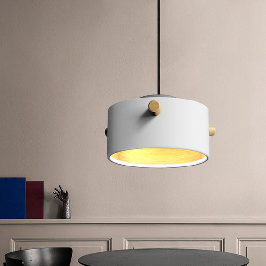 Modern Metal Shade Cylinder Pendant Light Fixture - Green/Pink/White Hanging Lighting