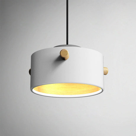 Modern 1 Light Metal Shade Hanging Pendant Green/Pink/White Cylinder Fixture