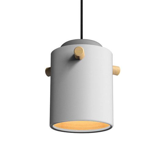 Modern Metal Shade Cylinder Pendant Light Fixture - Green/Pink/White Hanging Lighting