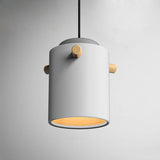 Modern 1 Light Metal Shade Hanging Pendant Green/Pink/White Cylinder Fixture