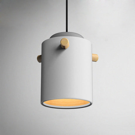 Modern 1 Light Metal Shade Hanging Pendant Green/Pink/White Cylinder Fixture