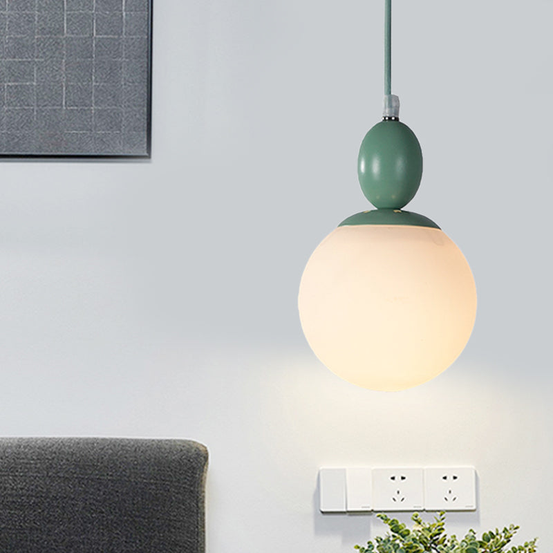 Pendulum Glass Pendant Lighting - Post-Modern 1 Light Hanging Lamp In White With Grey/Blue/Green