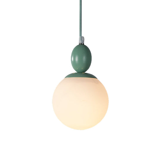 Pendulum White Glass Pendant Light: Post-Modern 1-Light Grey/Blue/Green Hanging Lamp