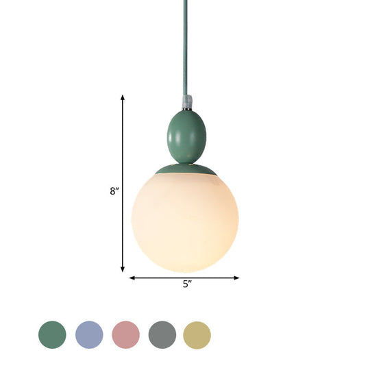 Pendulum White Glass Pendant Light: Post-Modern 1-Light Grey/Blue/Green Hanging Lamp