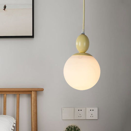 Pendulum White Glass Pendant Light: Post-Modern 1-Light Grey/Blue/Green Hanging Lamp