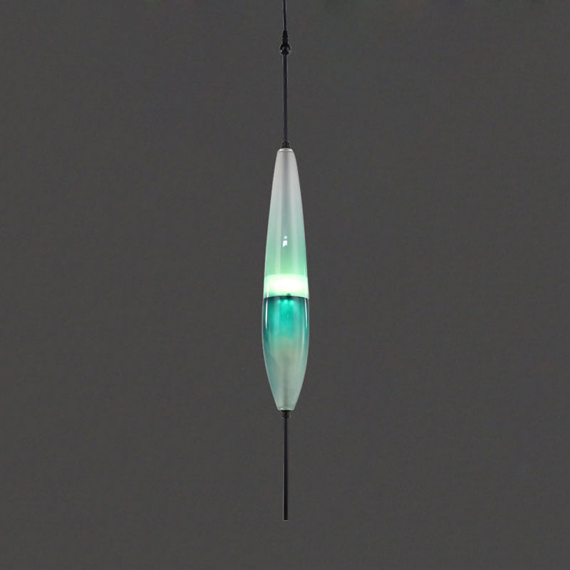 Modern Blue Teardrop Pendant Lamp With Glass Shade In White/Warm Light