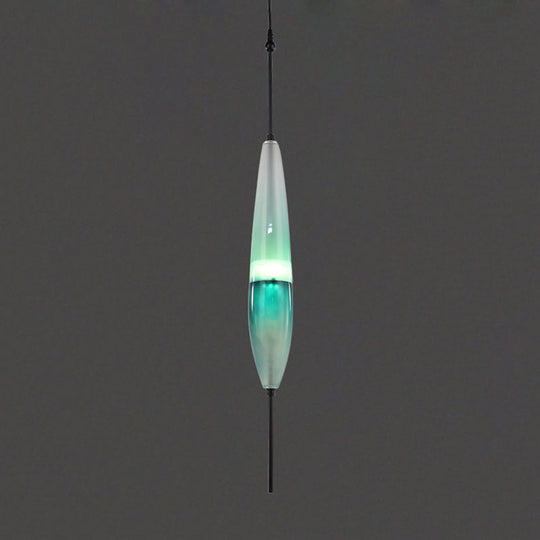 Modern Blue Teardrop Pendant Lamp With Glass Shade In White/Warm Light