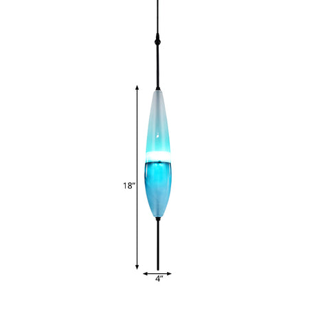 Modern Blue Teardrop Pendant Lamp With Glass Shade In White/Warm Light