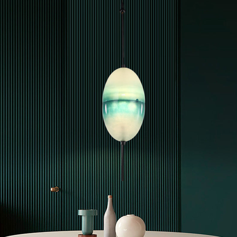 Modern Blue Teardrop Pendant Lamp With Glass Shade In White/Warm Light / White E