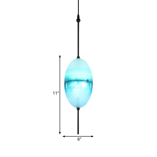 Modern Teardrop Pendant Light In Blue With White/Warm Glass Shade