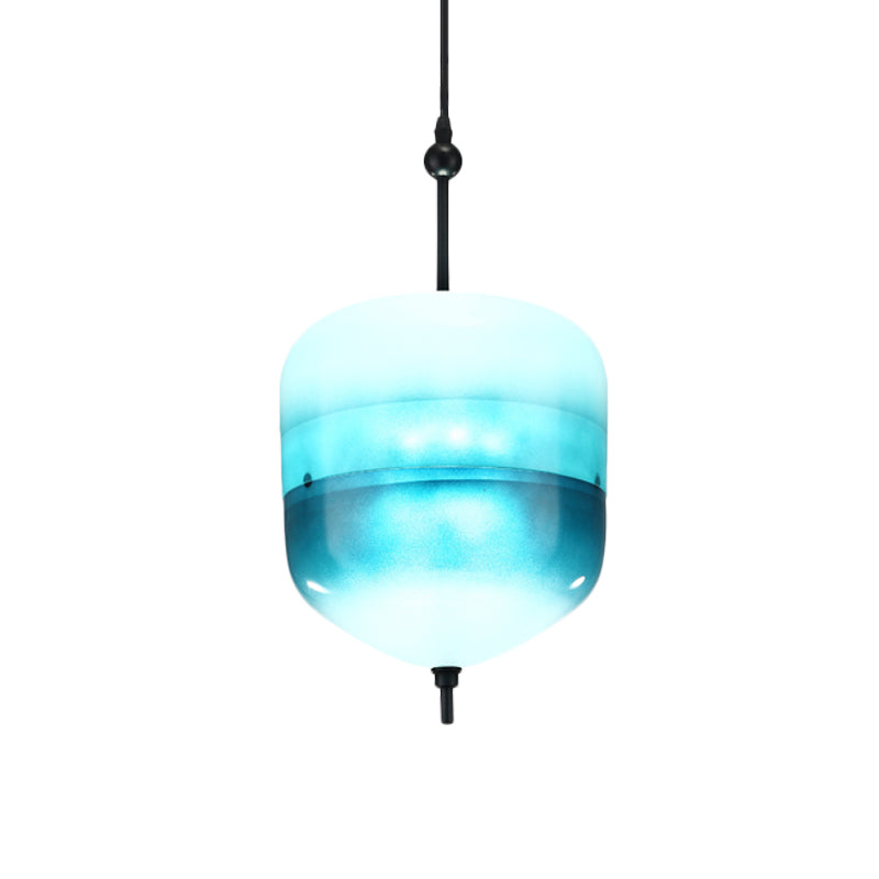 Modern Blue Teardrop Pendant Lamp With Glass Shade In White/Warm Light