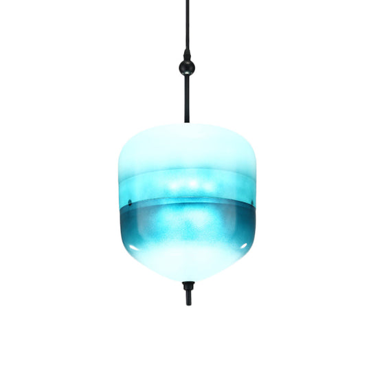 Modern Blue Teardrop Pendant Lamp With Glass Shade In White/Warm Light