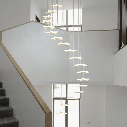 Contemporary Led Acrylic Spiral Hanging Star Lights - 8/12/18 Heads Warm/White Light