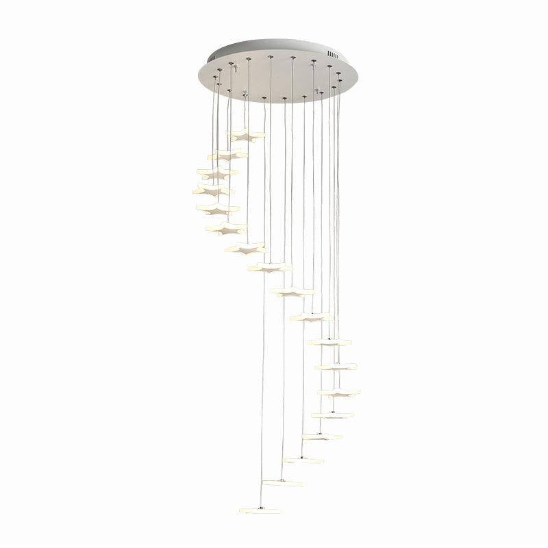 Spiral Hanging Star Lights - Led Cluster Pendant In Warm/White Light