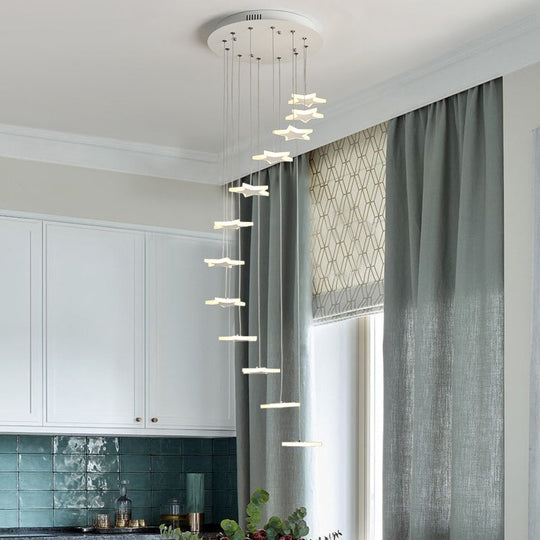 Spiral Hanging Star Lights - Led Cluster Pendant In Warm/White Light 12 / White Warm