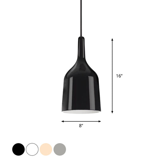 Modern Metal Bell Pendant Light - 6’/8’/10.5’ Wide 1 Black/White/Chrome Hanging Ceiling Lamp