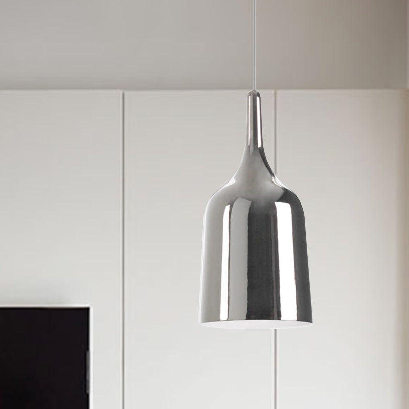 Modern Metal Bell Pendant Light - 6’/8’/10.5’ Wide 1 Black/White/Chrome Hanging Ceiling Lamp