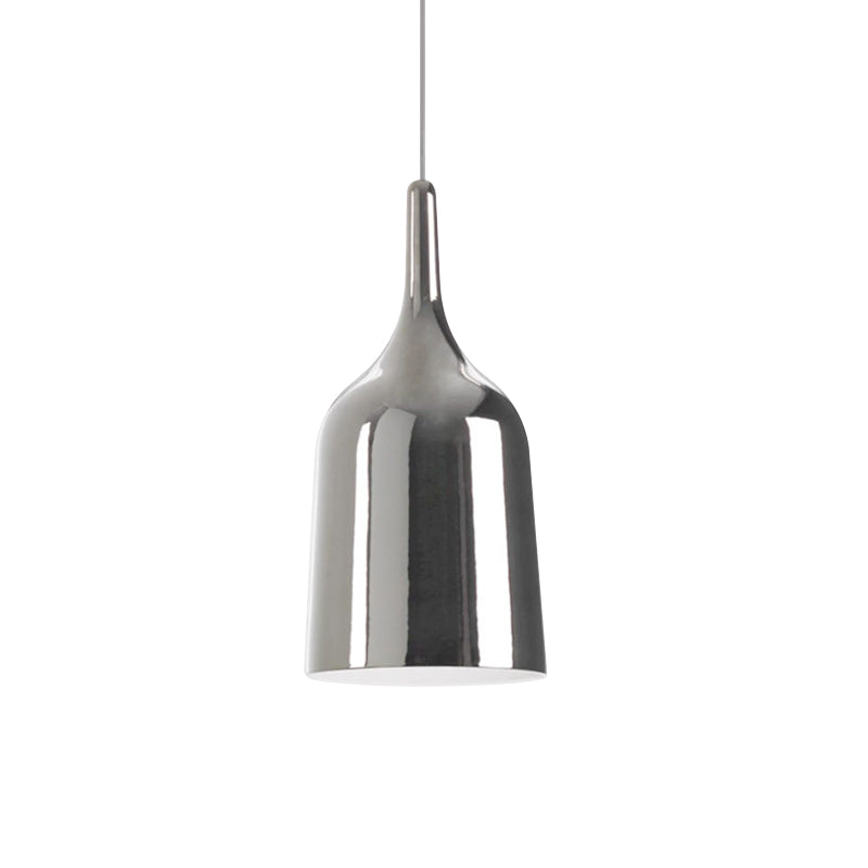 Modern Metal Bell Pendant Light - 6’/8’/10.5’ Wide 1 Black/White/Chrome Hanging Ceiling Lamp