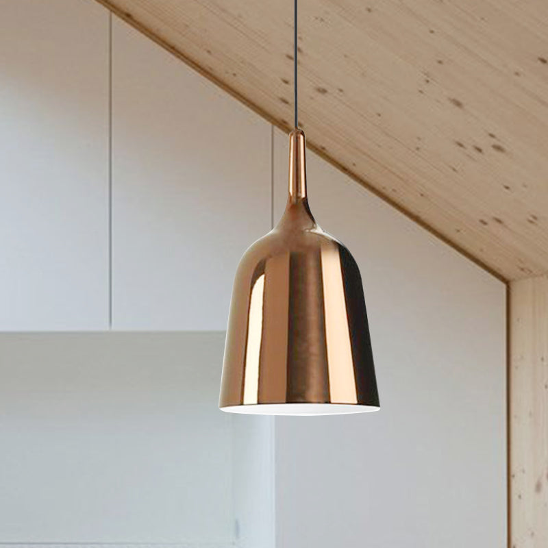 Modern Metal Bell Pendant Light - 6’/8’/10.5’ Wide 1 Black/White/Chrome Hanging Ceiling Lamp