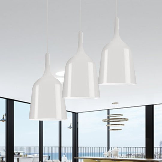 Modern Metal Bell Pendant Light - 6’/8’/10.5’ Wide 1 Black/White/Chrome Hanging Ceiling Lamp