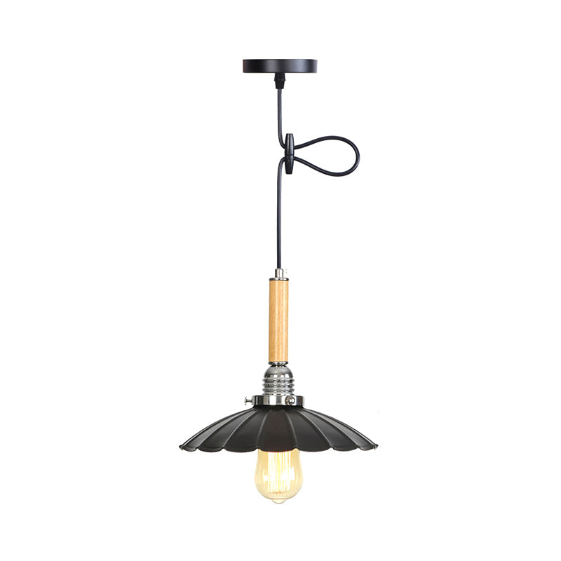 Adjustable Scalloped Pendant Light For Dining Table - 1-Light Indoor Fixture