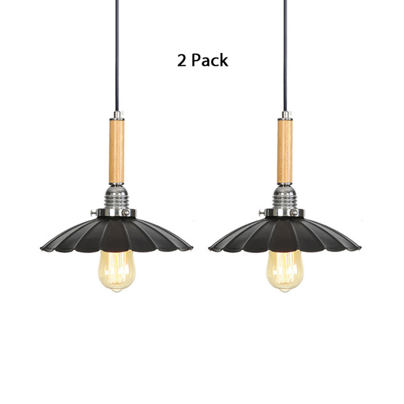 Adjustable Cord Scalloped Pendant Light - Indoor Lighting Fixture For Dining Table Black / 2