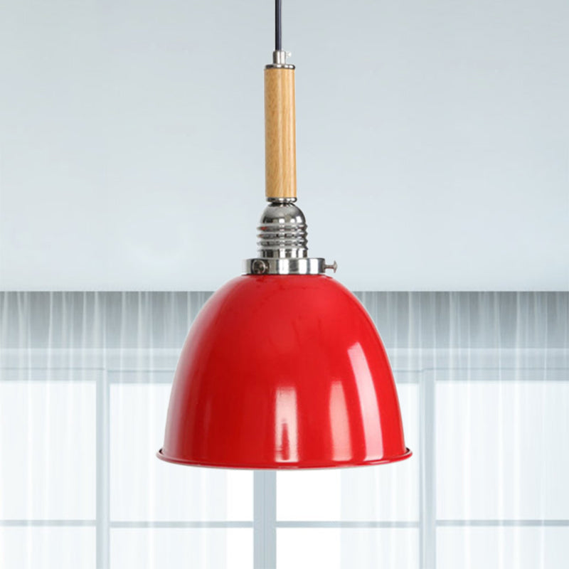 Lodge Style Bell Pendant With Adjustable Cord - 1 Light Warehouse Fixture Red