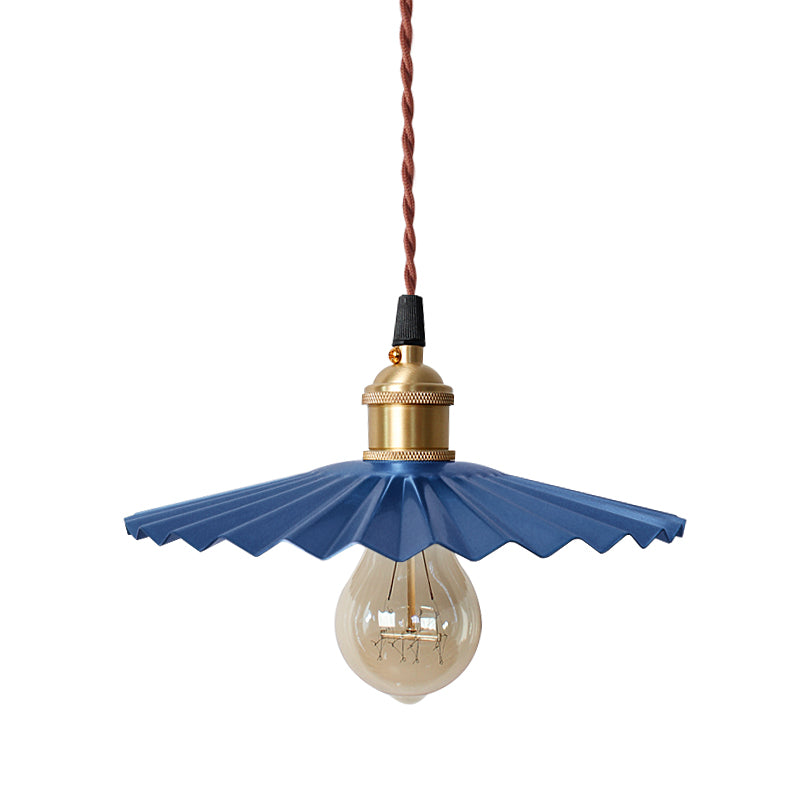 Modern Black/Red Metallic Scalloped Hanging Ceiling Light - Stylish Head Pendant For Bedside