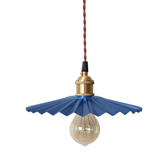 Modern Scalloped Hanging Ceiling Light | Stylish Black/Red Metallic Pendant For Bedside