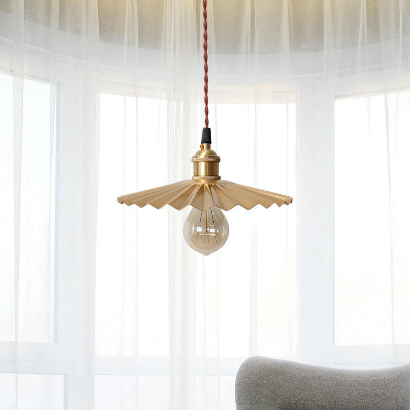 Modern Black/Red Metallic Scalloped Hanging Ceiling Light - Stylish Head Pendant For Bedside