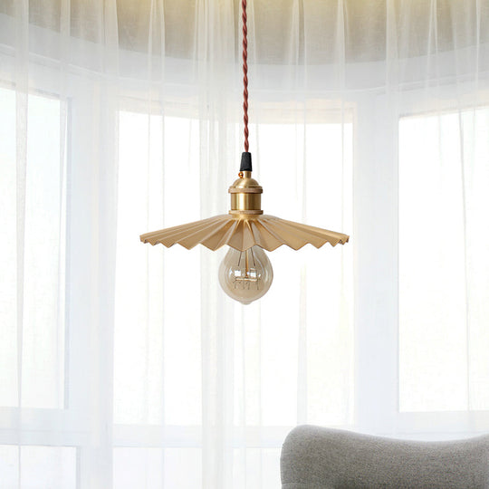 Modern Scalloped Hanging Ceiling Light | Stylish Black/Red Metallic Pendant For Bedside