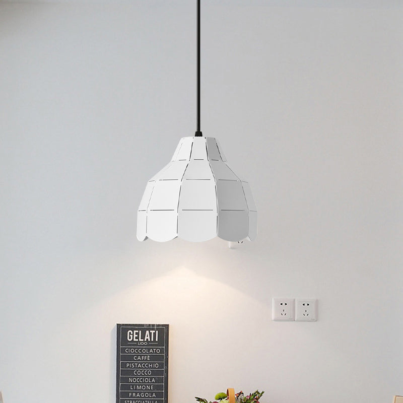 Modern Pink/White/Black Scallop Dome Ceiling Pendant Light - Metal Hanging Lamp Kit White