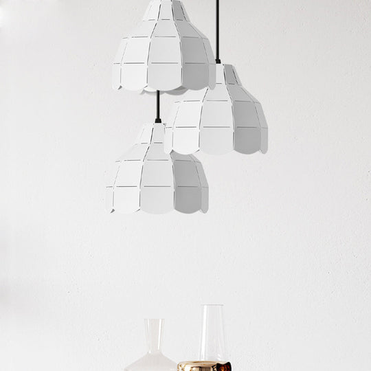 Modern Pink/White/Black Scallop Dome Ceiling Pendant Light - Metal Hanging Lamp Kit