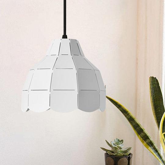 Modern Pink/White/Black Scallop Dome Ceiling Pendant Light - Metal Hanging Lamp Kit