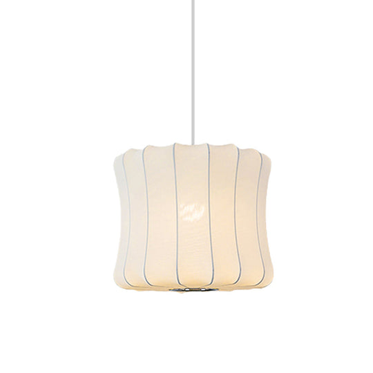 Contemporary Fabric Shade Pendant Light With White Lantern Design