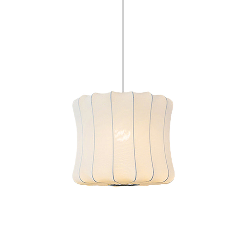 White Fabric Shade Pendant Light: Modern Hanging Ceiling Lantern With 1 Light Suspension