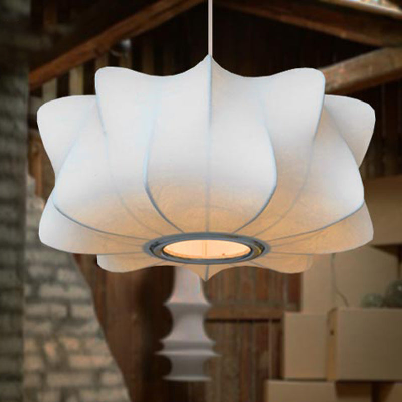 White Fabric Shade Pendant Light: Modern Hanging Ceiling Lantern With 1 Light Suspension / C