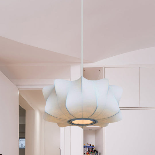 White Fabric Shade Pendant Light: Modern Hanging Ceiling Lantern With 1 Light Suspension