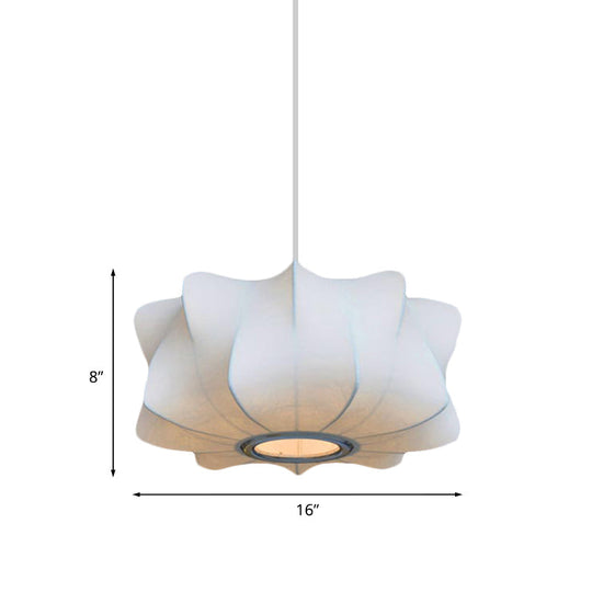 Contemporary Fabric Shade Pendant Light With White Lantern Design