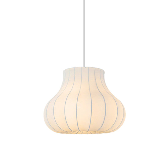 Contemporary Fabric Shade Pendant Light With White Lantern Design