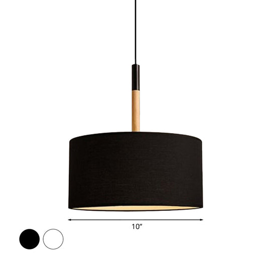 Simple Drum Pendant Light Kit - Fabric Shade 1 10’/16’ Dia In White/Black